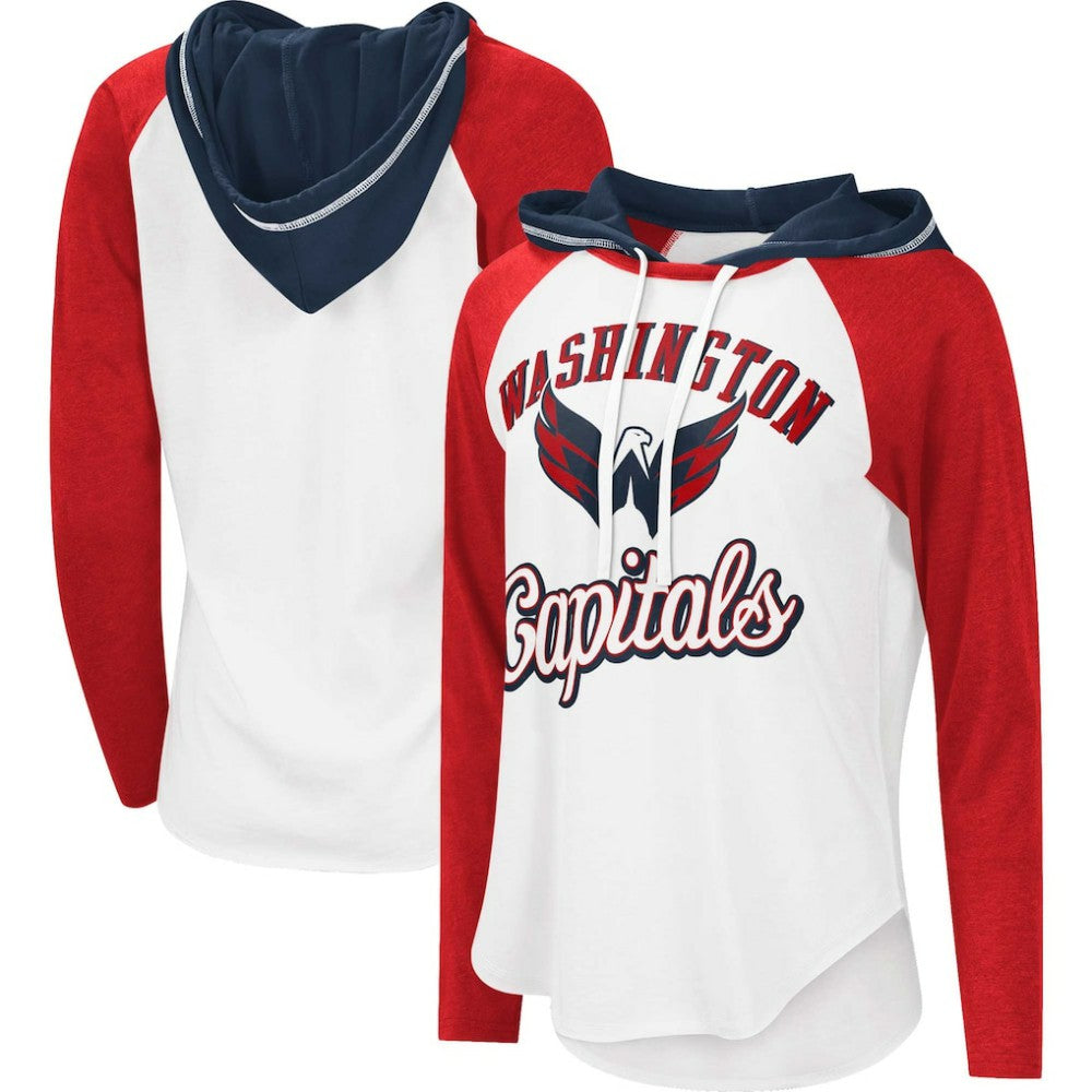 NHL Washington Capitals G-III 4Her by Carl Banks Women's MVP Raglan Lightweight Hooded T-Shirt - White/Heather Red
