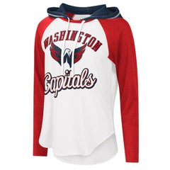 NHL Washington Capitals G-III 4Her by Carl Banks Women's MVP Raglan Lightweight Hooded T-Shirt - White/Heather Red