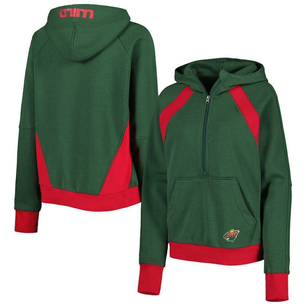 NHL Minnesota Wild Starter Women's Wishbone Half-Zip Hoodie - Green