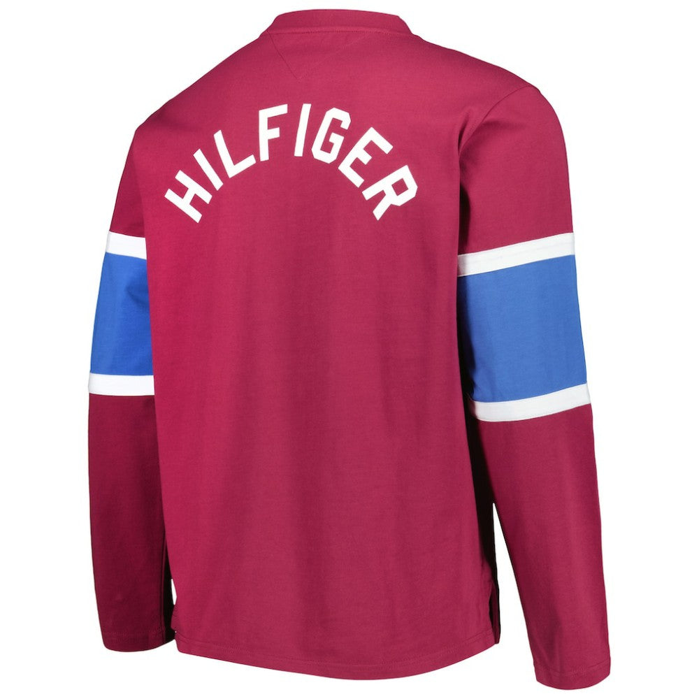 NHL Colorado Avalanche Tommy Hilfiger Walter Lace-Up Long Sleeve Top - Burgundy