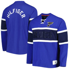 NHL St. Louis Blues Tommy Hilfiger Walter Lace-Up Long Sleeve Top - Blue