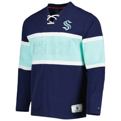 NHL Seattle Kraken Tommy Hilfiger Walter Lace-Up Long Sleeve Top - Deep Sea Blue