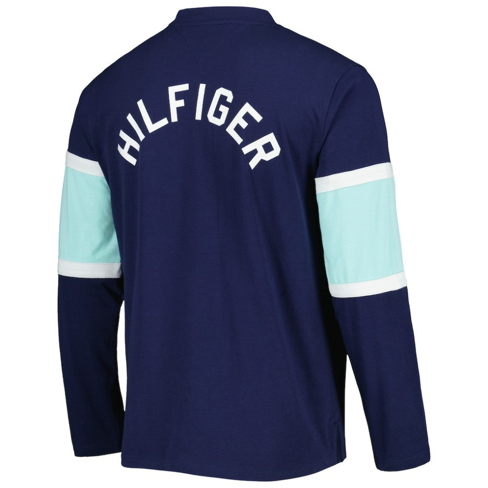 NHL Seattle Kraken Tommy Hilfiger Walter Lace-Up Long Sleeve Top - Deep Sea Blue