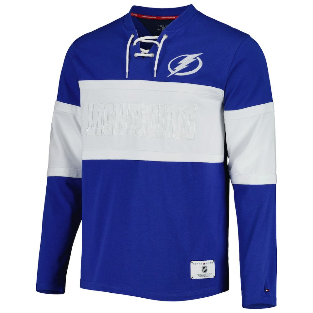 NHL Tampa Bay Lightning Tommy Hilfiger Walter Lace-Up Long Sleeve Top - Blue