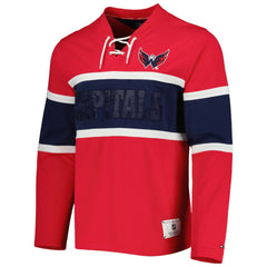 NHL Washington Capitals Tommy Hilfiger Walter Lace-Up Long Sleeve Top - Red
