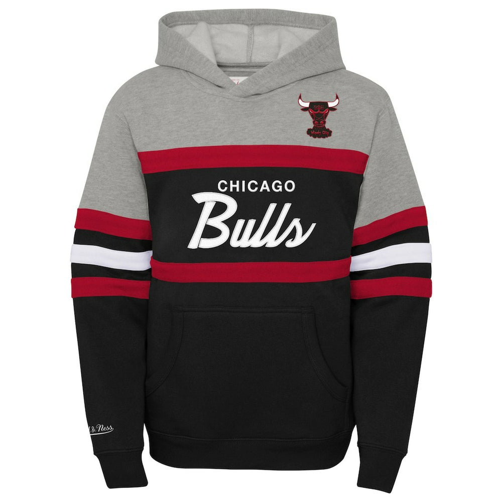 Chicago Bulls Youth Hardwood Classics Head Coach Pullover Hoodie Black/Heather Gray