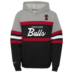 Chicago Bulls Youth Hardwood Classics Head Coach Pullover Hoodie Black/Heather Gray