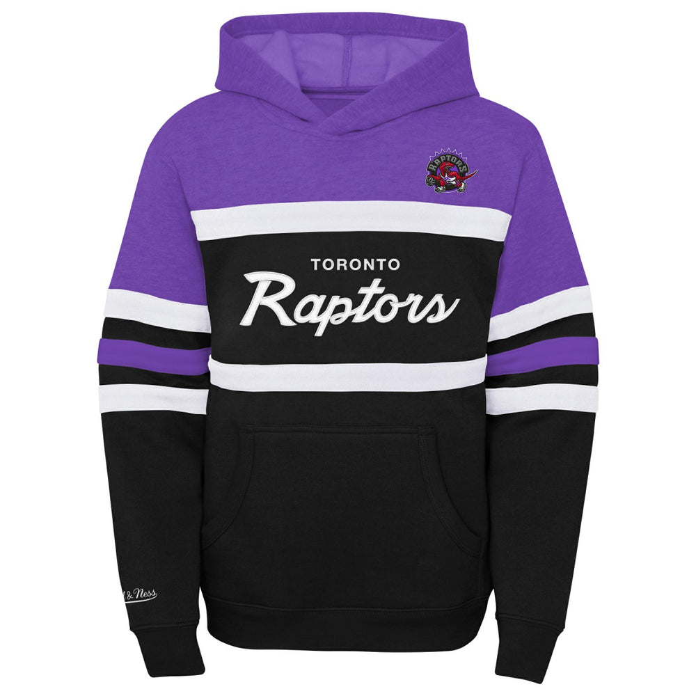 Toronto Raptors Youth Hardwood Classics Head Coach Pullover Hoodie Purple/Heather Gray