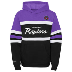 Toronto Raptors Youth Hardwood Classics Head Coach Pullover Hoodie Purple/Heather Gray