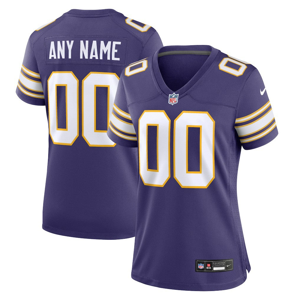 NFL Minnesota Vikings Women's Classic Custom Game Jersey - Purple
