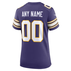NFL Minnesota Vikings Women's Classic Custom Game Jersey - Purple