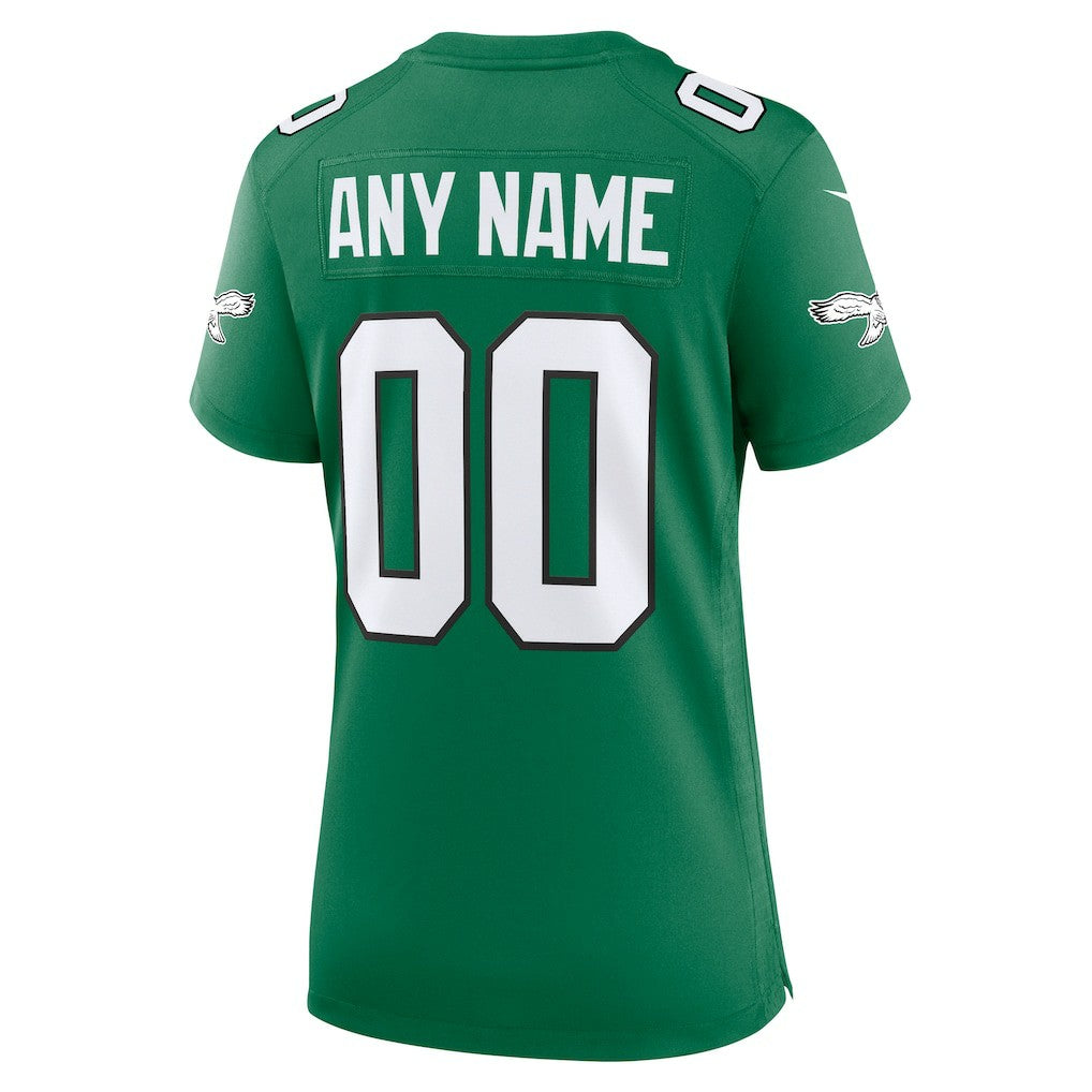 Philadelphia Eagles Women's Alternate Custom Game Jersey Kelly Green