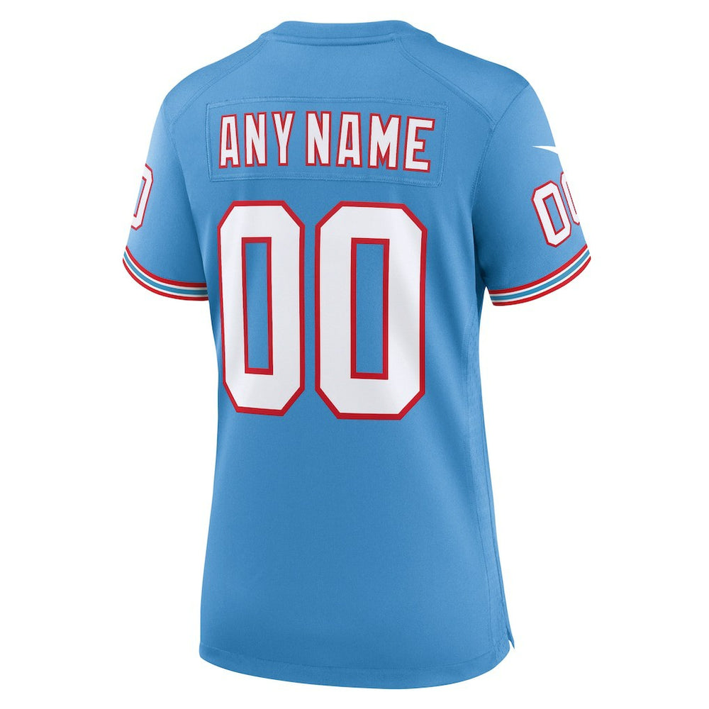 Tennessee Titans Women's Oilers Throwback Custom Game Jersey Light Blue
