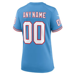 Tennessee Titans Women's Oilers Throwback Custom Game Jersey Light Blue