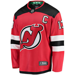 NHL Nico Hischier New Jersey Devils Fanatics Captain Patch Home Breakaway Jersey - Red