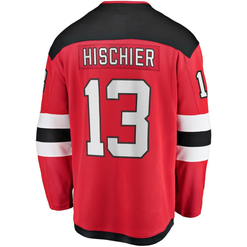 NHL Nico Hischier New Jersey Devils Fanatics Captain Patch Home Breakaway Jersey - Red