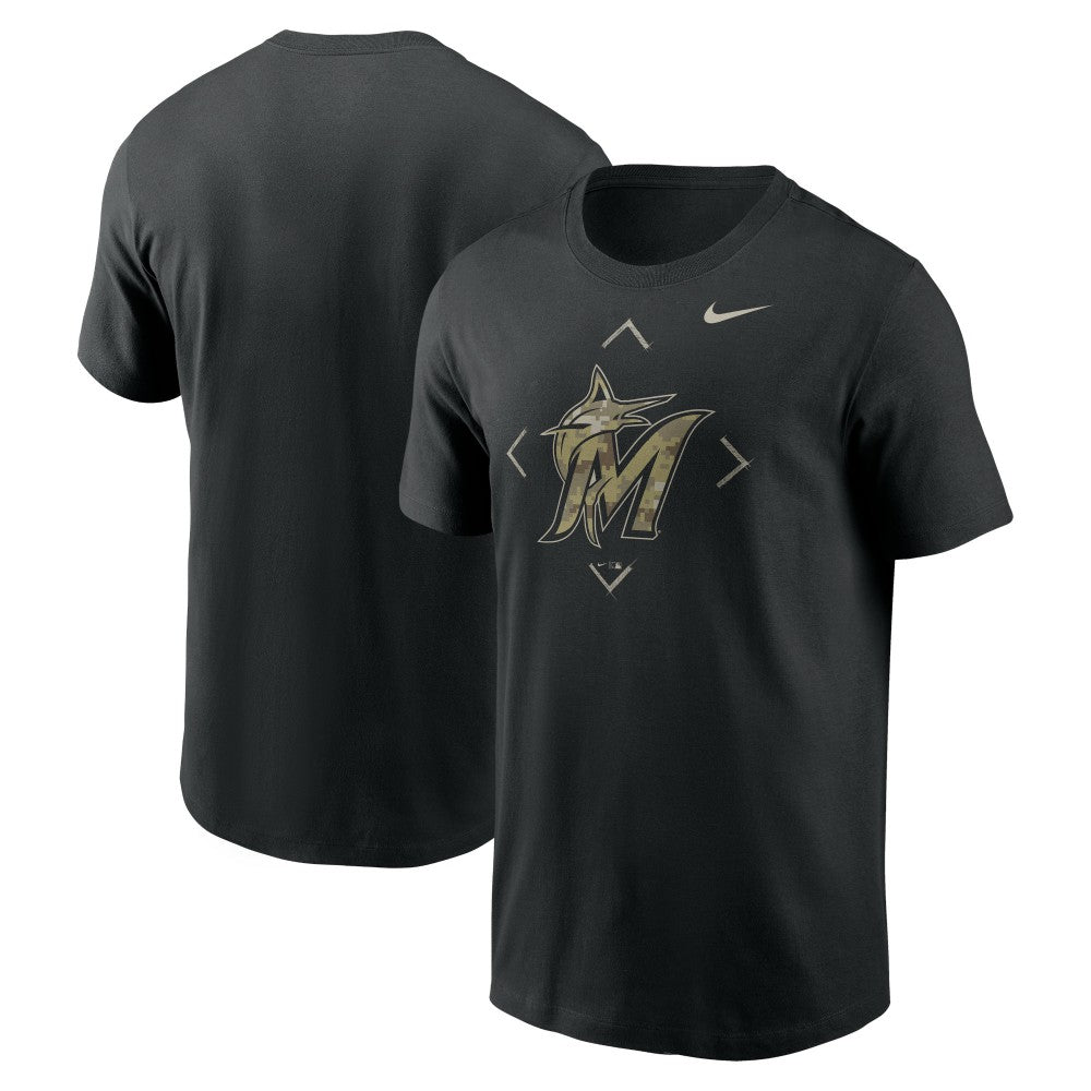 Miami Marlins Nike Camo Logo T-Shirt - Black T-shirts
