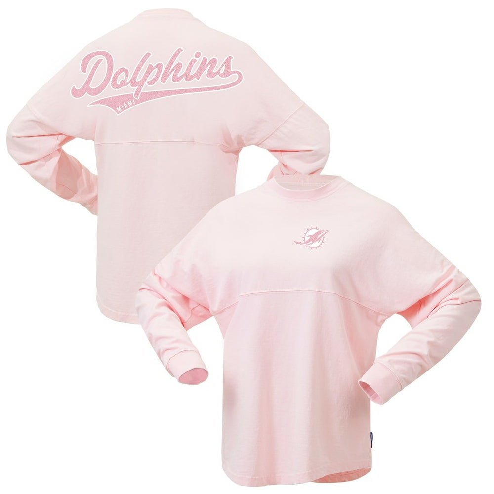 Miami Dolphins Women's Millennial Spirit Jersey T-Shirt Pink