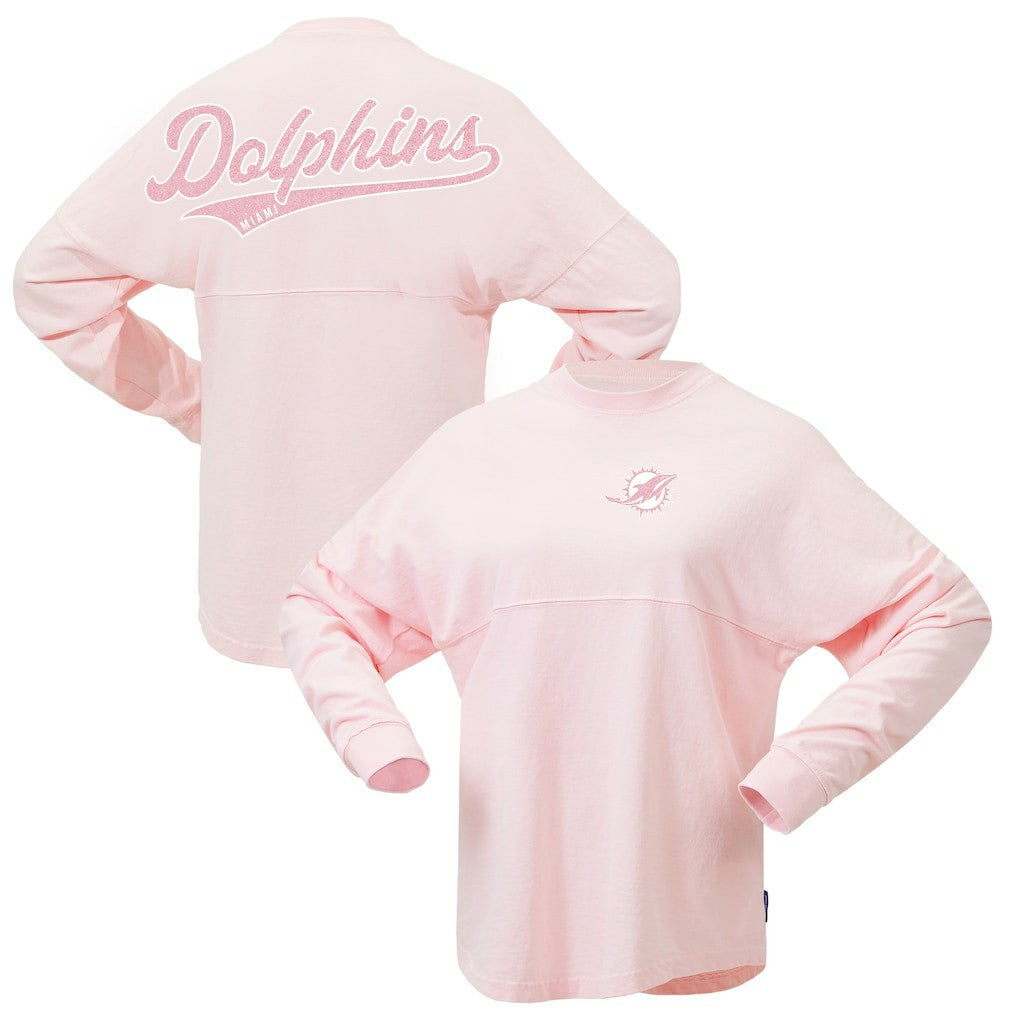 Miami Dolphins Women's Millennial Spirit Jersey T-Shirt Pink