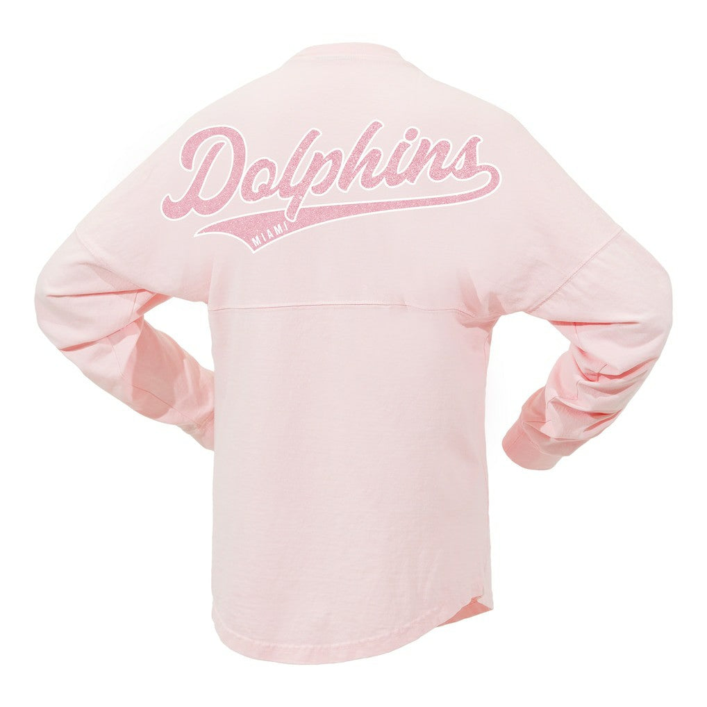 Miami Dolphins Women's Millennial Spirit Jersey T-Shirt Pink