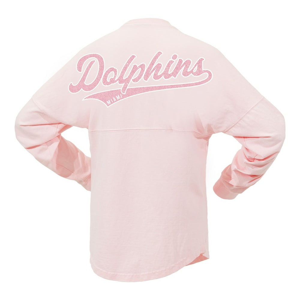 Miami Dolphins Women's Millennial Spirit Jersey T-Shirt Pink