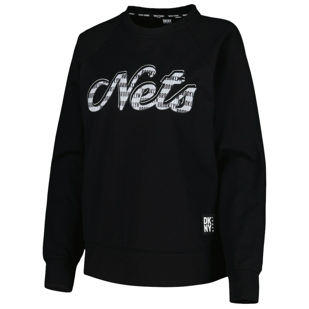 Brooklyn Nets DKNY Sport Women's Regina Raglan Pullover Sweatshirt Black