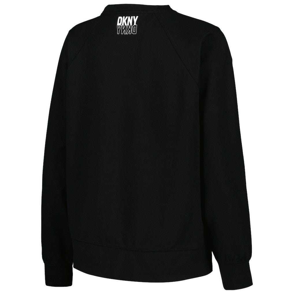 Brooklyn Nets DKNY Sport Women's Regina Raglan Pullover Sweatshirt Black