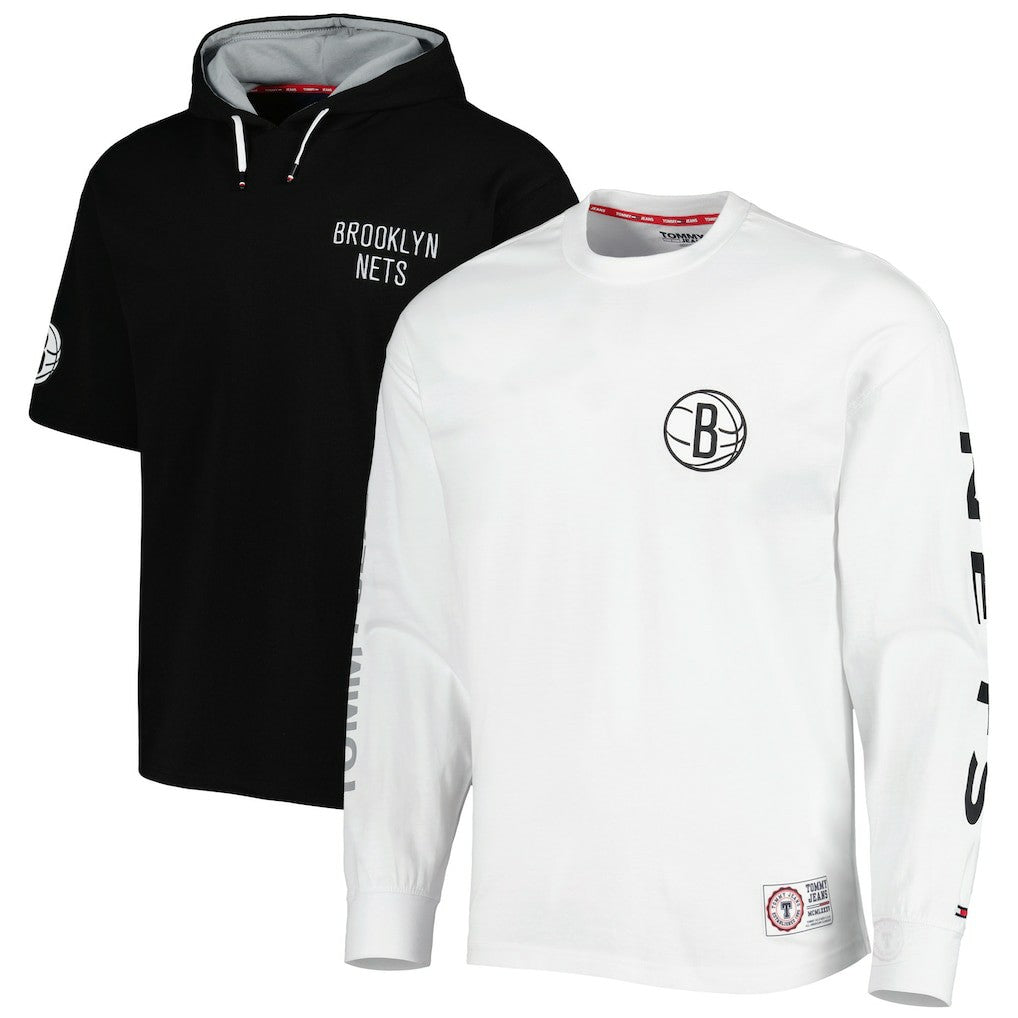 Brooklyn Nets Tommy Jeans Matthew 2-In-1 T-Shirt & Hoodie Combo Set Black/White
