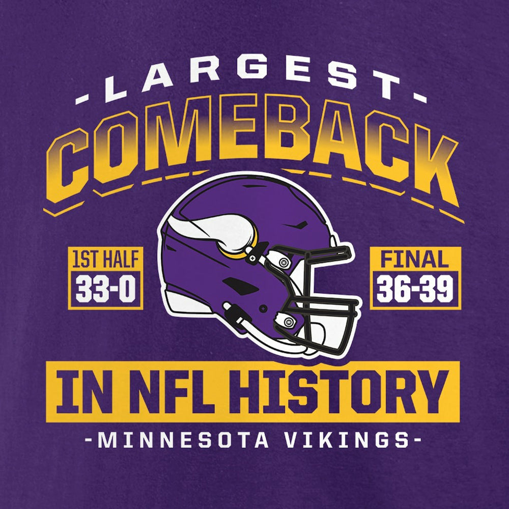 Minnesota Vikings Largest Comeback T-Shirt Purple