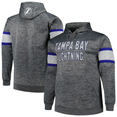 NHL Tampa Bay Lightning Big & Tall Stripe Pullover Hoodie - Heather Charcoal