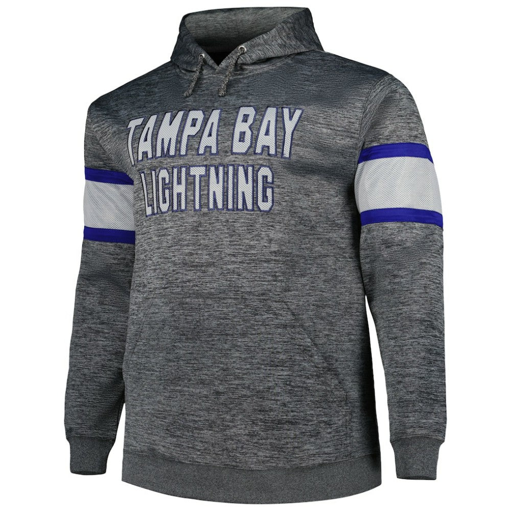 NHL Tampa Bay Lightning Big & Tall Stripe Pullover Hoodie - Heather Charcoal