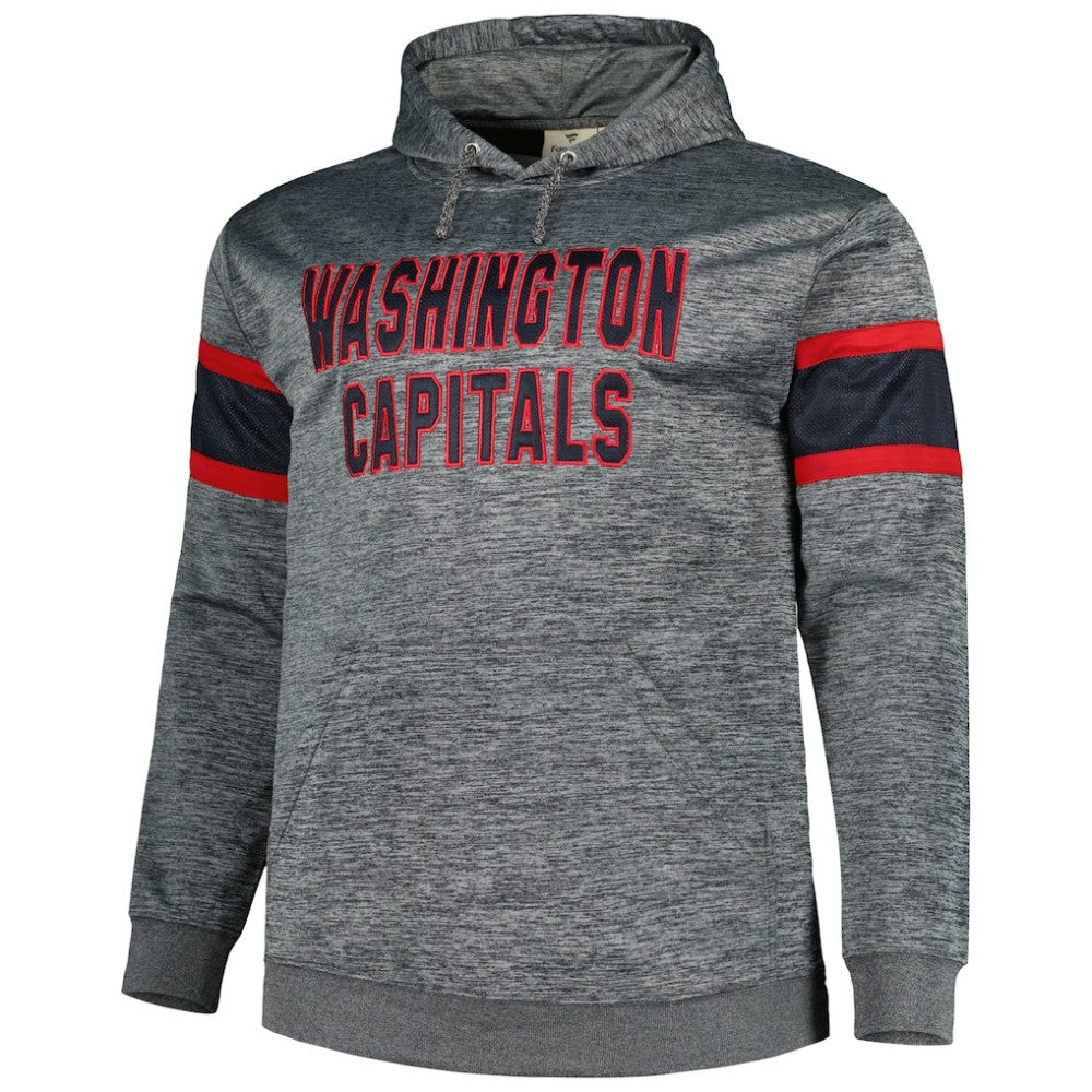 NHL Washington Capitals Big & Tall Stripe Pullover Hoodie - Heather Charcoal