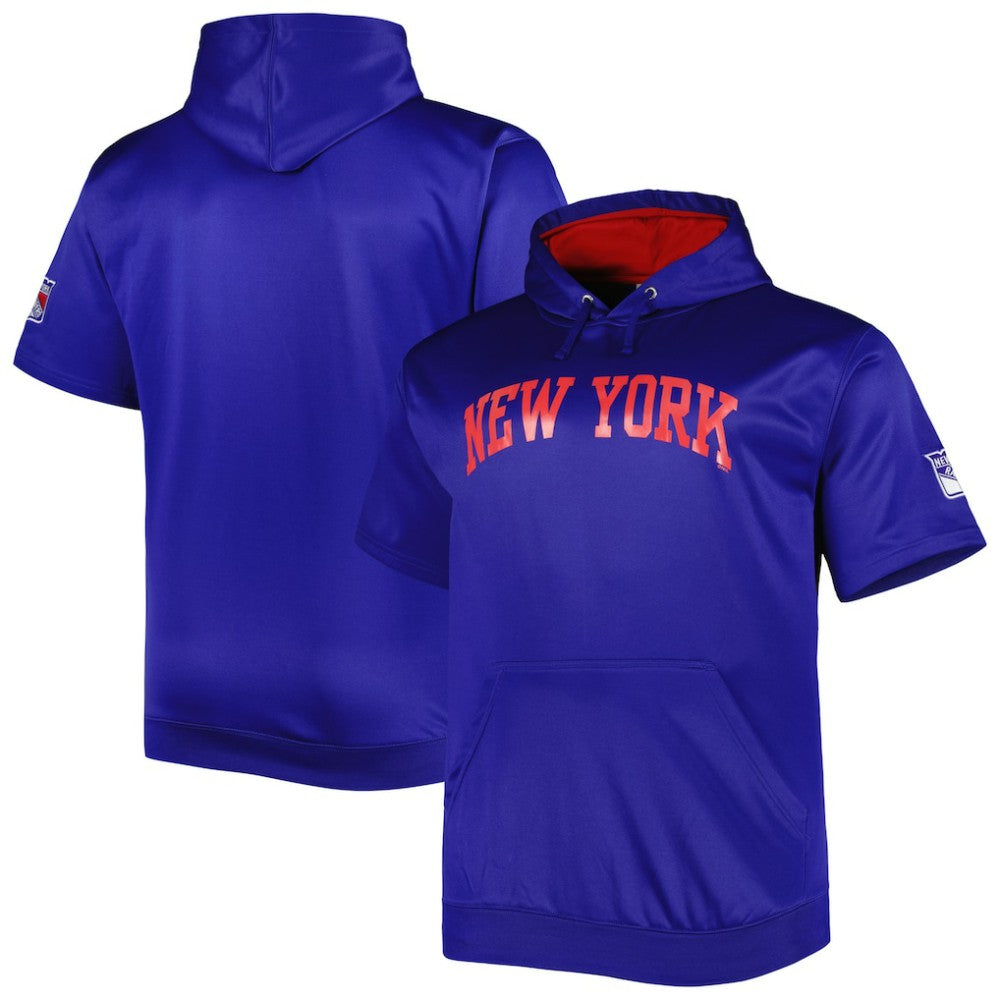 NHL New York Rangers Big & Tall Logo Short Sleeve Hoodie - Royal