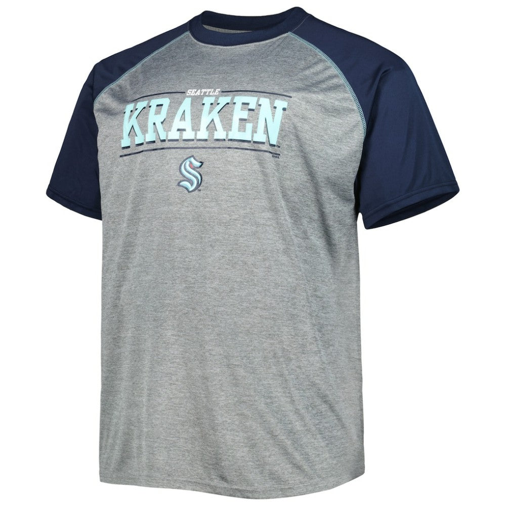 NHL Seattle Kraken Big & Tall Logo Raglan T-Shirt - Heather Gray