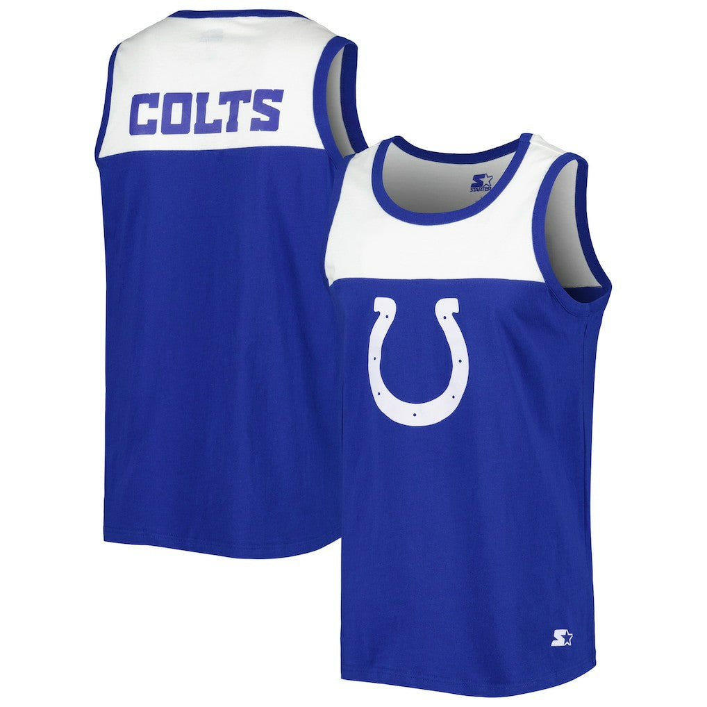 Indianapolis Colts Starter Logo Touchdown Fashion Tank Top Royal/White