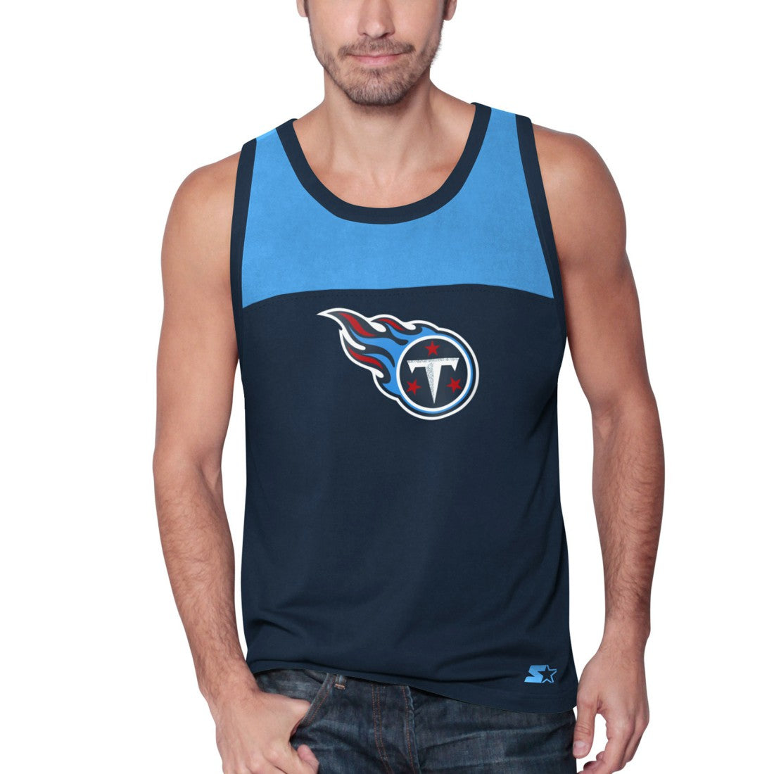 Tennessee Titans Starter Logo Touchdown Fashion Tank Top Navy/Light Blue