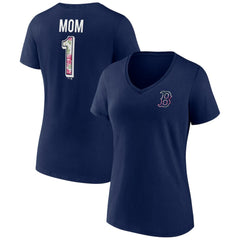 Boston Red Sox Women's Team Logo Mother's Day V-Neck T-Shirt - Navy T-shirts
