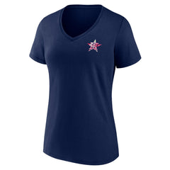 Houston Astros Women's Team Logo Mother's Day V-Neck T-Shirt - Navy T-shirts