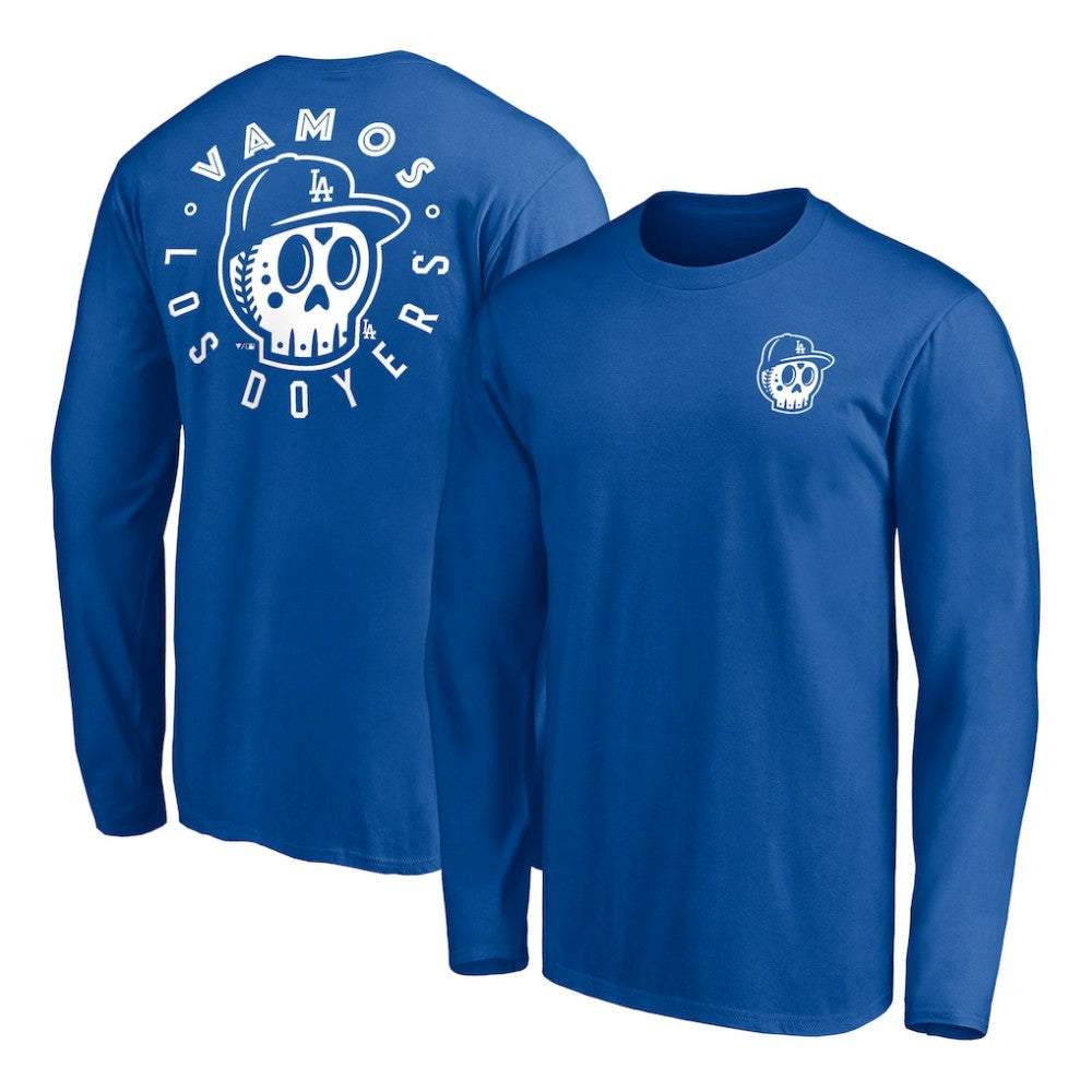 Los Angeles Dodgers Team Hometown Collection Sugar Skull Long Sleeve T-Shirt - Royal T-shirts