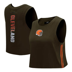 Cleveland Browns Pro Standard Women's Ombre Wordmark Classic Cropped Tank Top Brown