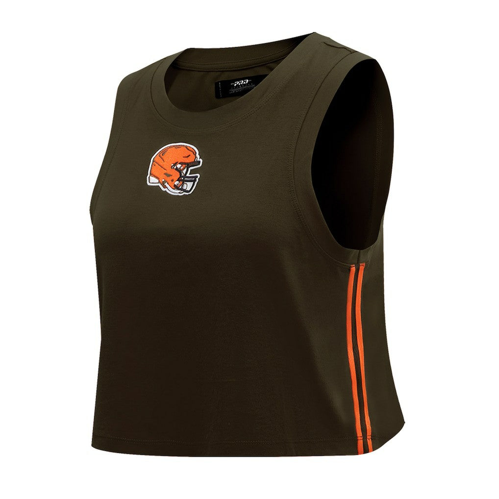 Cleveland Browns Pro Standard Women's Ombre Wordmark Classic Cropped Tank Top Brown