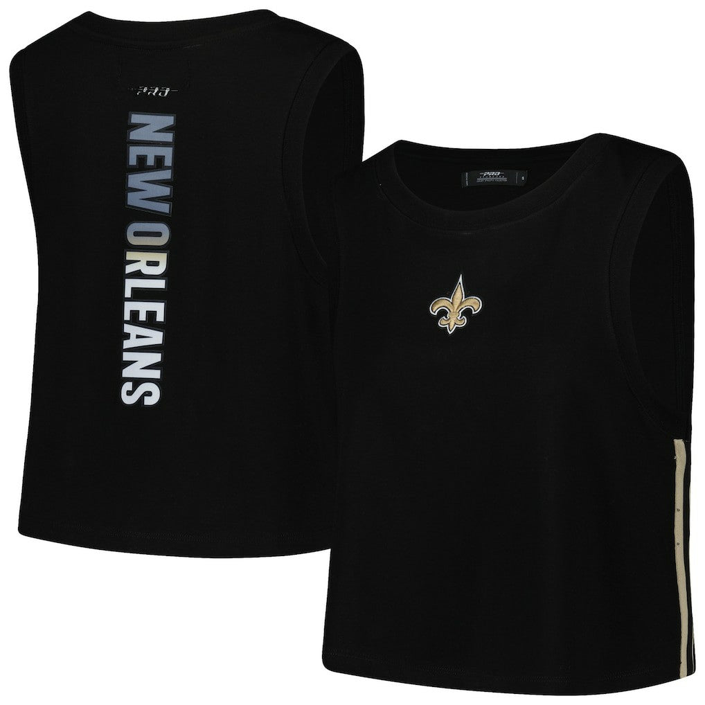 New Orleans Saints Pro Standard Women's Ombre Wordmark Classic Cropped Tank Top Black