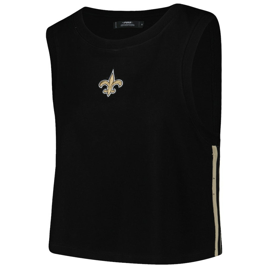New Orleans Saints Pro Standard Women's Ombre Wordmark Classic Cropped Tank Top Black