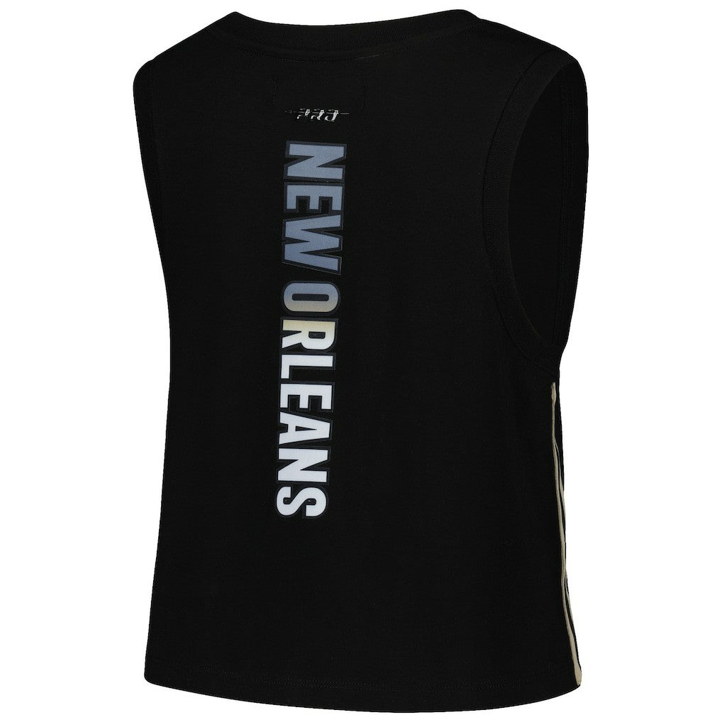 New Orleans Saints Pro Standard Women's Ombre Wordmark Classic Cropped Tank Top Black