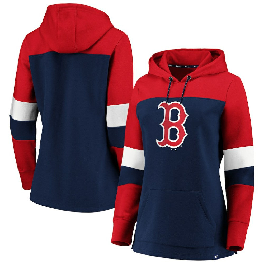 Boston Red Sox Women's Plus Size Colorblock Pullover Hoodie - Navy Hoodies
