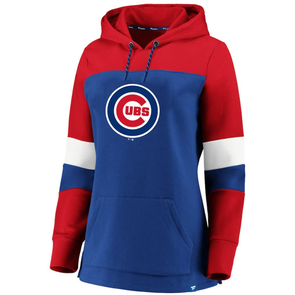 Chicago Cubs Women's Plus Size Colorblock Pullover Hoodie - Royal Hoodies
