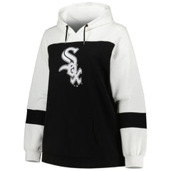 Chicago White Sox Women's Plus Size Colorblock Pullover Hoodie - Black Hoodies