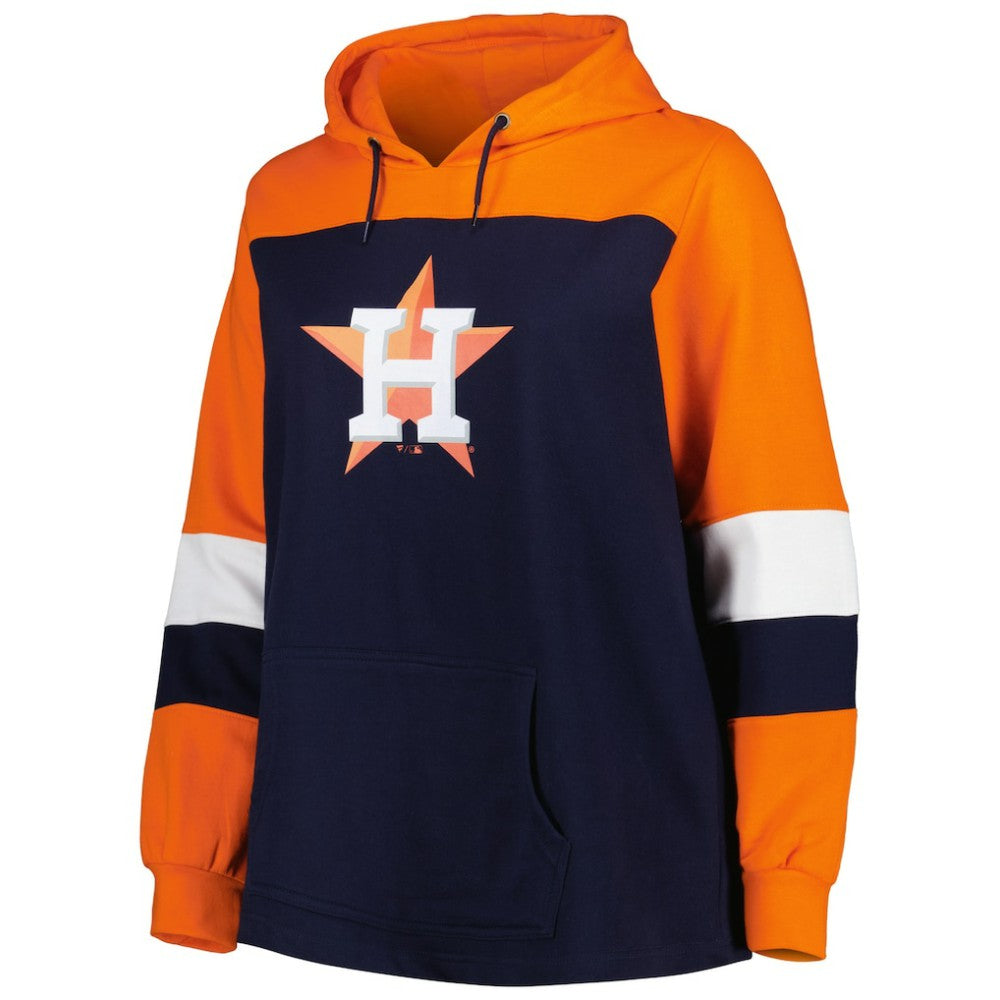 Houston Astros Women's Plus Size Colorblock Pullover Hoodie - Navy Hoodies