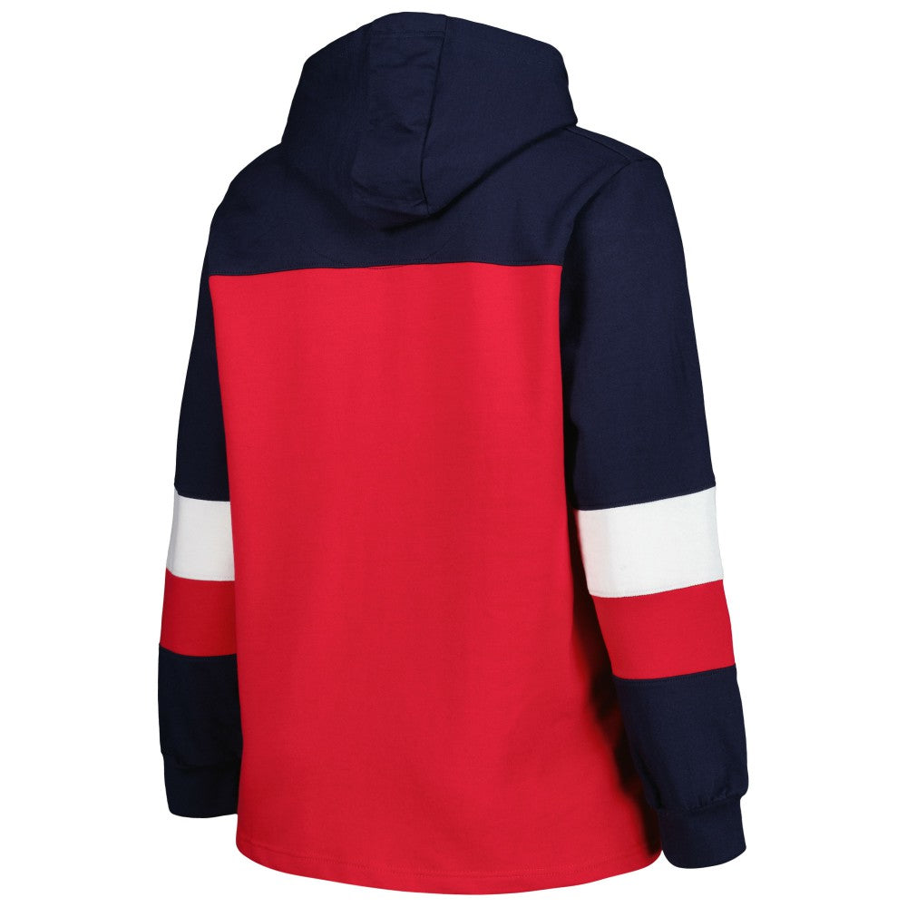Los Angeles Angels Women's Plus Size Colorblock Pullover Hoodie - Red Hoodies