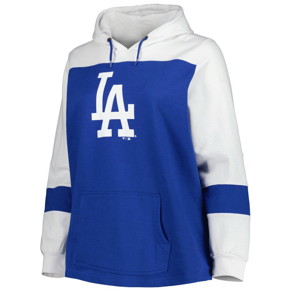 Los Angeles Dodgers Women's Plus Size Colorblock Pullover Hoodie - Royal Hoodies